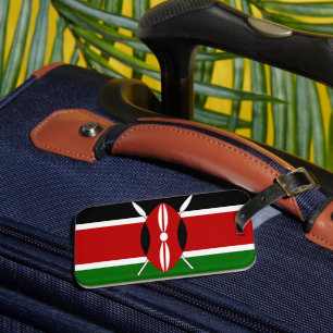 Kenia-Flagge: Mit Kunststoffrahmen-Rand in Miniatu Gepäckanhänger
