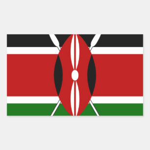 Kenia-Flagge: Mit Kunstwerk-Rahmen aus Miniatur-Fl Rechteckiger Aufkleber