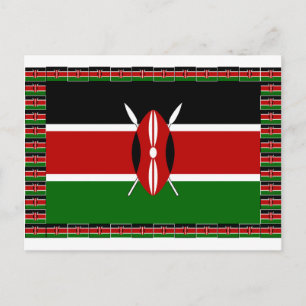 Kenia Flagge: Mit Miniatur-Flaggenrahmen-Randkunst Postkarte