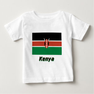 Kenia-Flagge mit Namen Baby T-shirt