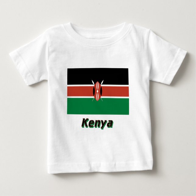 Kenia-Flagge mit Namen Baby T-shirt (Vorderseite)