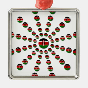 Kenia-Flagge Radialmuster: Patriotische Kunst & De Silbernes Ornament