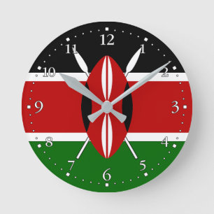 Kenia-Flagge Runde Wanduhr