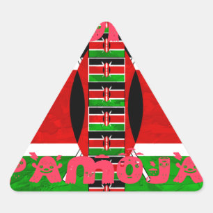 Kenia-Flagge: Tuko Pamoja - Unity Art Design Dreieckiger Aufkleber