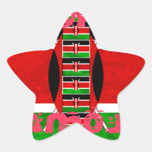 Kenia-Flagge: Tuko Pamoja - Unity Art Design Stern-Aufkleber