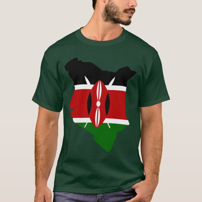 Kenia-Flaggen-Karte T-Shirt (Vorderseite)