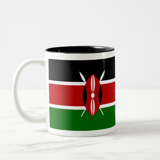 Kenia-Flaggen-Tasse Zweifarbige Tasse (Links)