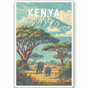 Kenia Illustration Reise Kunst Vintage Aufkleber