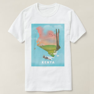 Kenia-Karte Illustration Reiseposter. T-Shirt