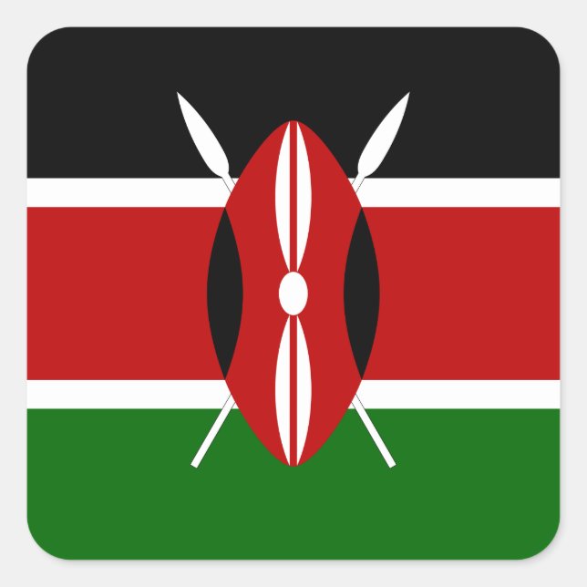 Kenia (Kenia) Flagge Quadratischer Aufkleber (Vorderseite)