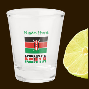 Kenia Kenianische Flagge Grüne Personalisierung Schnapsglas