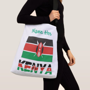 Kenia Kenianische Flagge Grüner personalisierter Tragetaschen Mit Langen Trägern