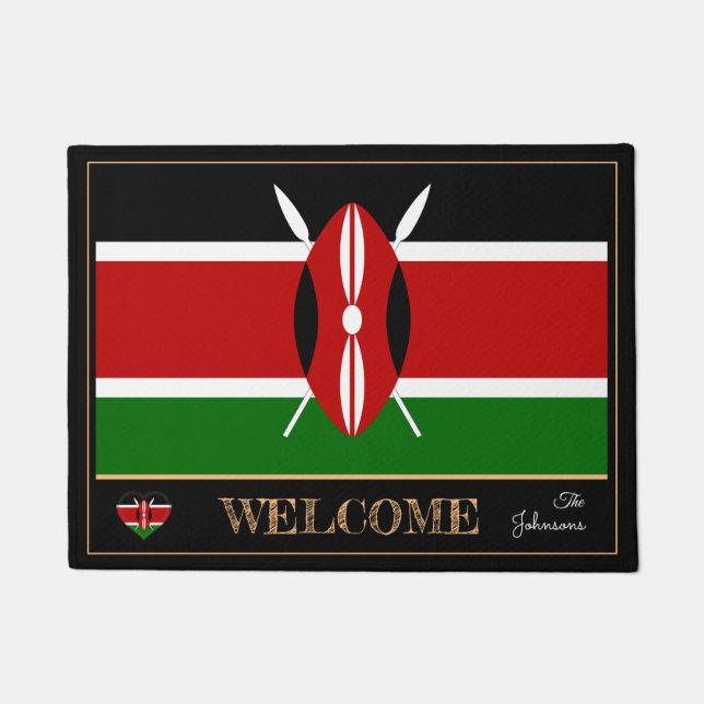 Kenia & Kenyan Flag House Matts/Sport Willkommen Fußmatte (Vorderseite)