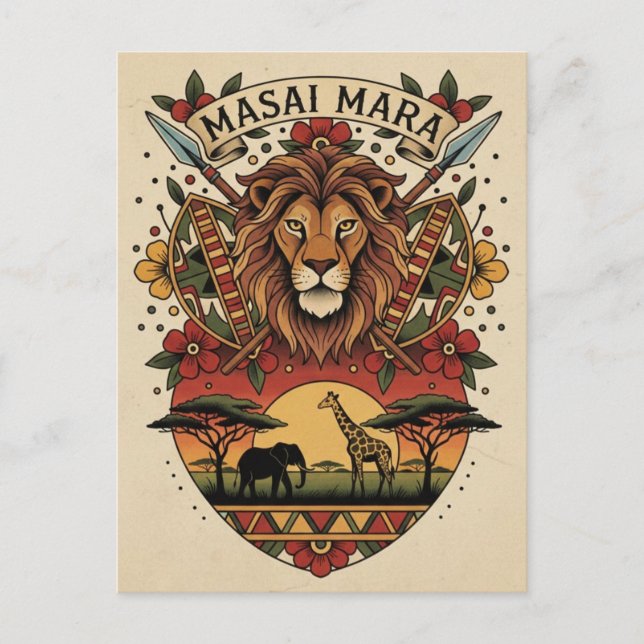 Kenia Masai Mara Postkarte (Vorderseite)