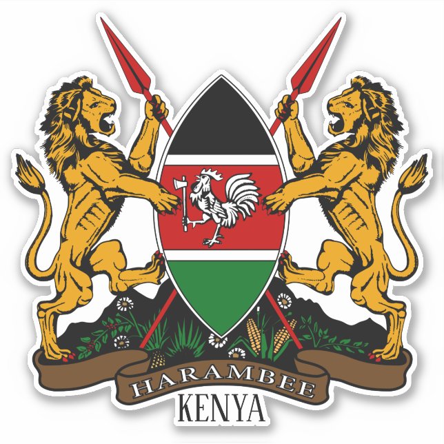 Kenia National Coat of Arms Patriotic Aufkleber (Vorderseite)