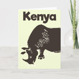 Kenia Rhino Afrikanisches Vintage-Poster Feiertagskarte