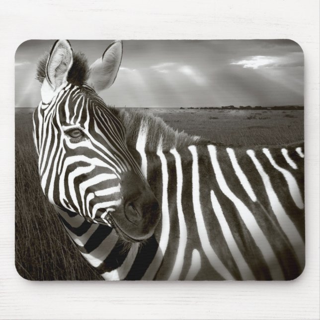 Kenia. Schwarz & Weiß von Zebra und schlicht. Mousepad (Vorne)