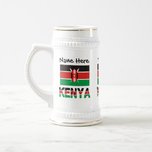 Kenia und Kenia-Fahne mit Ihrem Namen Bierglas