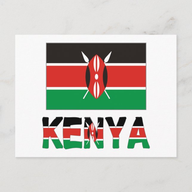 Kenia und Kenia-Flagge Postkarte (Vorderseite)