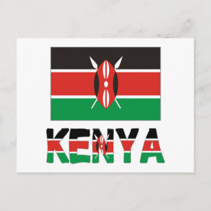 Kenia und kenianische Flagge Postkarte