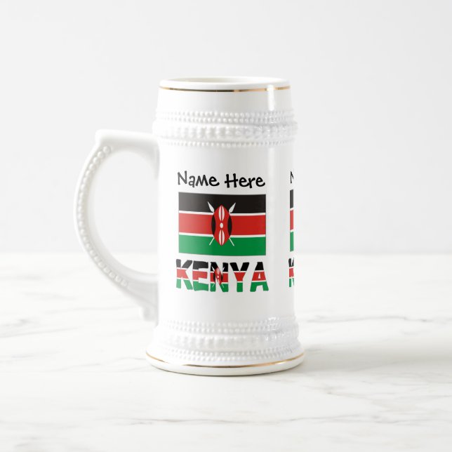 Kenia und Kenyan-Flagge mit Ihrem Namen Bierglas (Links)