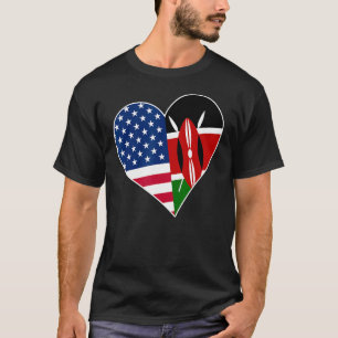Kenia USA Herzstück Shirt Kenyan American Flag