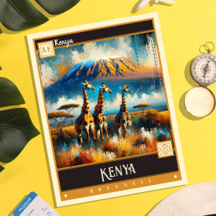 Kenia   Vintage Malerei Postkarte