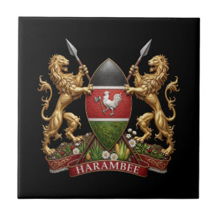 Kenia Wappen Symbol Emblem Landesflagge Löwe Fliese