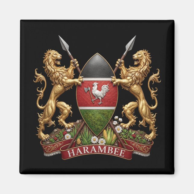Kenia Wappen Symbol Emblem Landesflagge Löwe Magnet (Vorne)
