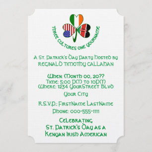 Kenianisch Irisch USA-Flagge Shamrock Personalisie Einladung