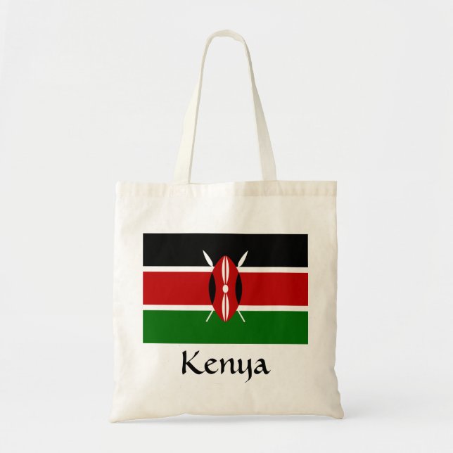 Kenianische Flagge Handmade in Kenya Cotton Tote B Tragetasche (Vorne)