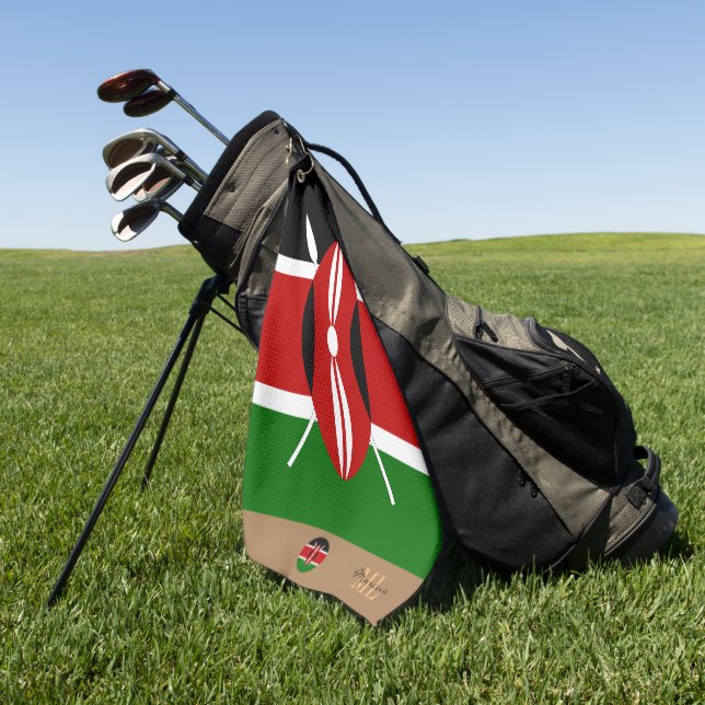 Kenianische Flagge & Kenia mit Monogramm / Afrika  Golfhandtuch (Gras)