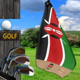 Kenianische Flagge & Kenia mit Monogramm / Golftüc Golfhandtuch