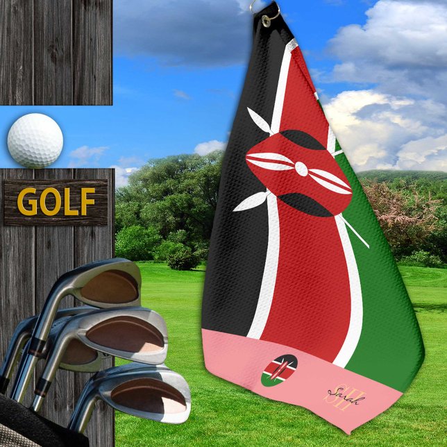 Kenianische Flagge & Kenia mit Monogramm /Lady Gol Golfhandtuch (Von Creator hochgeladen)