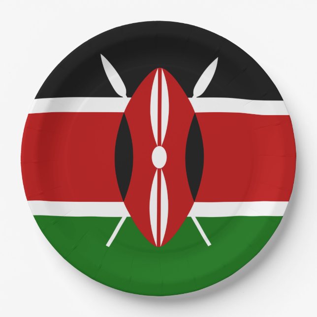 Kenianische Flagge (Kenia) Pappteller (Vorderseite)