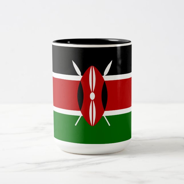 Kenianische Flagge (Kenia) Zweifarbige Tasse (Mittel)