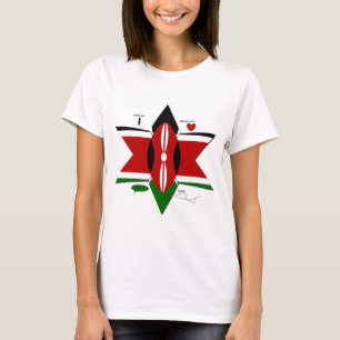 Kenianische Flaggen-Safari: Sternen-Design Bucke T-Shirt
