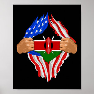 Kenianisches Blut in mir Kenia-Flagge Geschenk Poster
