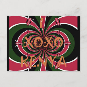 Kenianisches Reise-Geschenk – Hugs & Kisses Design Postkarte