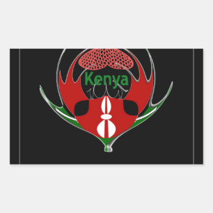 Kenianisches Schilddesign: Schmetterlingsflagge. Rechteckiger Aufkleber