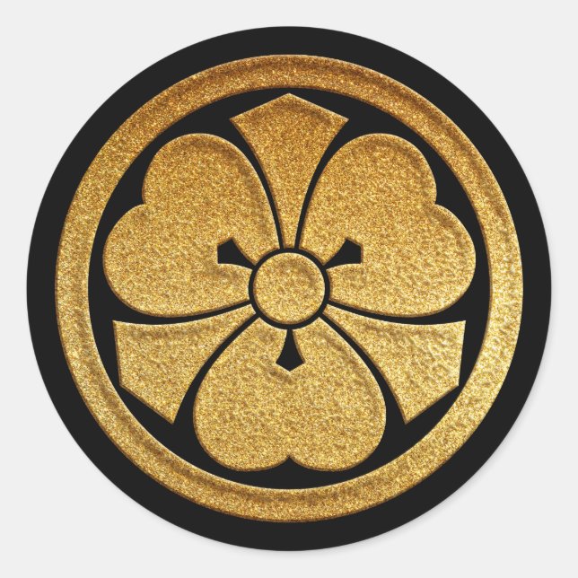 Kenkatabami Kamon in Gold-Siegel Runder Aufkleber (Vorderseite)