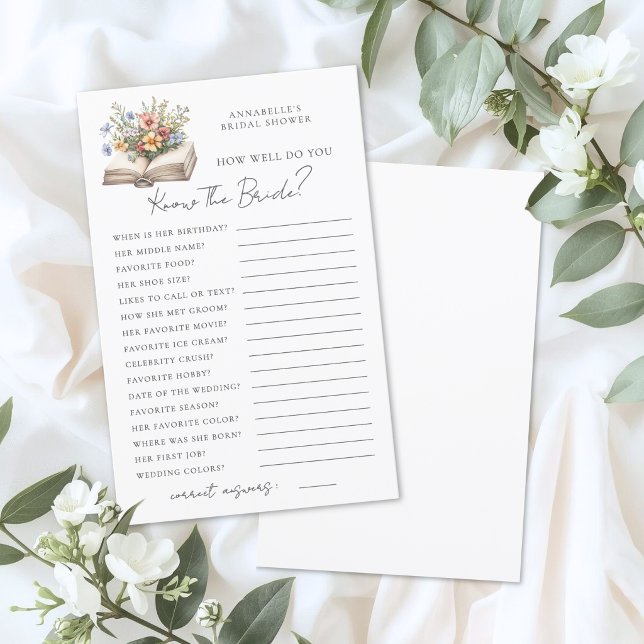 Kenne die Braut Buch Hochzeitsdusche-Spiel (Know The Bride Book Bridal Shower Game)