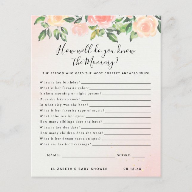 Kenne die Mami | Baby Showspiel (Vorderseite)