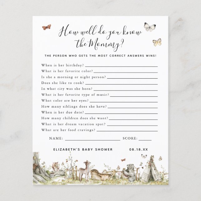 Kenne die Mami | Baby Showspiel (Vorderseite)