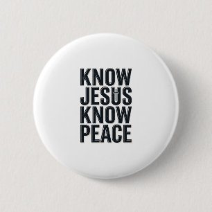 Kenne Jesus Kenne Frieden Vintage Christliche Typo Button