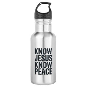 Kenne Jesus Kenne Frieden Vintage Christliche Typo Edelstahlflasche