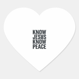 Kenne Jesus Kenne Frieden Vintage Christliche Typo Herz-Aufkleber