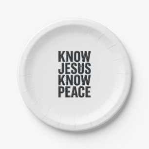 Kenne Jesus Kenne Frieden Vintage Christliche Typo Pappteller