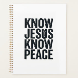 Kenne Jesus Kenne Frieden Vintage Christliche Typo Planer