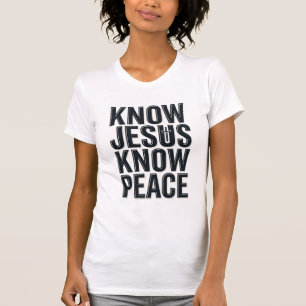 Kenne Jesus Kenne Frieden Vintage Christliche Typo T-Shirt